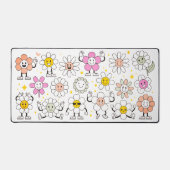 Groovy Retro Girly Happy Flower Cartoon Bureaumat (Voorkant)