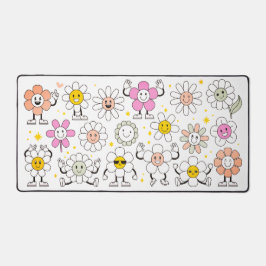 Groovy Retro Girly Happy Flower Cartoon Bureaumat