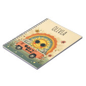 Groovy Retro Glimlachende Baby Zon, Vrede & Liefde Notitieboek (Linkerzijde)