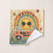 Groovy Retro Glimlachende Baby Zon, Vrede & Liefde Washandje (Wasdoekje)