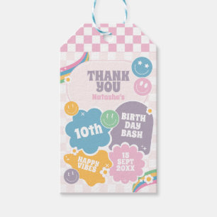 Groovy Retro Glimlacht Verjaardag Bedankt Cadeaulabel