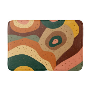 Groovy retro golven en stippen met levendige kleur badmat