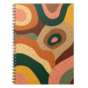 Groovy retro golven en stippen met levendige kleur notitieboek