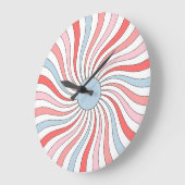 Groovy Retro Golven in Pastelkleuren Grote Klok (Hoek)