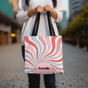 Groovy Retro Golven in Pasteltinten Tote Bag