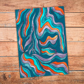 Groovy Retro Golvende Blauwe Huwelijksrepetitie Di Kaart