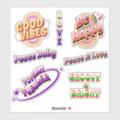 Groovy, Retro Good Vibes Sticker Pack (Vel)