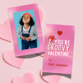 Groovy Retro Gradient Valentine's Classroom Card Notitiekaartje