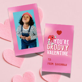 Groovy Retro Gradient Valentine's Classroom Card Notitiekaartje