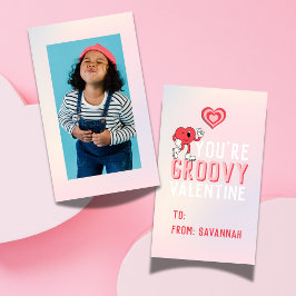 Groovy Retro Gradient Valentine's Classroom Card Notitiekaartje