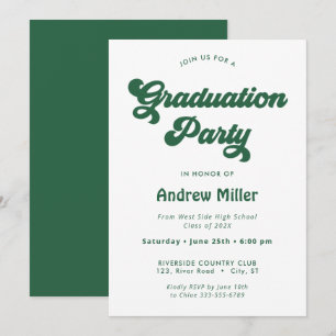 Groovy Retro Graduation Party Invitation Feestdagenkaart