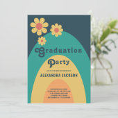 Groovy Retro Graduation Party Kaart (Staand voorkant)
