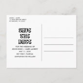 Groovy Retro Grappige Bruiloft Save the Date Aankondigingskaart (Achterkant)