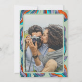 Groovy Retro Groene Foto Huwelijk repetitie diner Kaart (Achterkant)