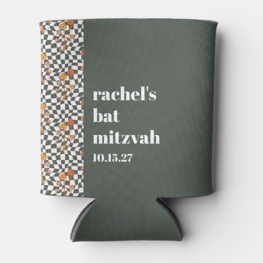 Groovy Retro Groene Paddenstoelen Custom Bat Mitzv Blikjeskoeler (Voorkant)