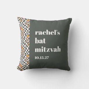 Groovy Retro Groene Paddenstoelen Custom Bat Mitzv Kussen
