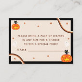 Groovy Retro Halloween Baby shower Luier Raffle Informatiekaartje (Achterkant)