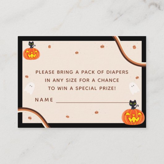 Groovy Retro Halloween Baby shower Luier Raffle Informatiekaartje (Achterkant)