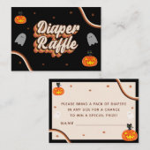 Groovy Retro Halloween Baby shower Luier Raffle Informatiekaartje (Voorkant / Achterkant)