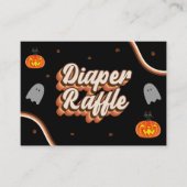 Groovy Retro Halloween Baby shower Luier Raffle Informatiekaartje (Voorkant)