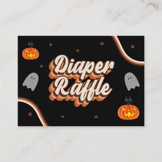 Groovy Retro Halloween Baby shower Luier Raffle Informatiekaartje (Voorkant)