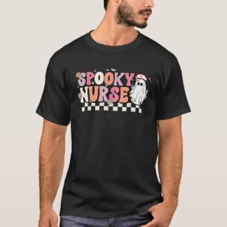 Groovy Retro Halloween Costume Spooky Nurse ER ICU T-shirt