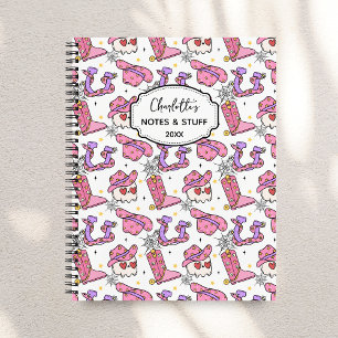 Groovy Retro Halloween Cowboy Monogram Notitieboek
