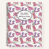 Groovy Retro Halloween Cowboy Monogram  Notitieboek (Voorkant)