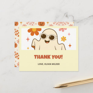 Groovy Retro Halloween Geest Kinderen Bedankkaart Briefkaart