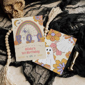 Groovy Retro Halloween Geest Meisje Verjaardag Kaart