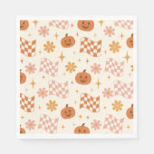 Groovy Retro Halloween geruite papieren servetten (Voorkant)