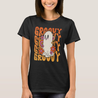 Groovy Retro Halloween Ghost Floral 60 en 70 s Sty T-shirt