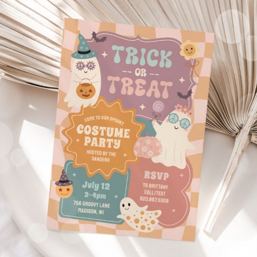 Groovy Retro Halloween Kostuumfeest Schattigee gee Kaart