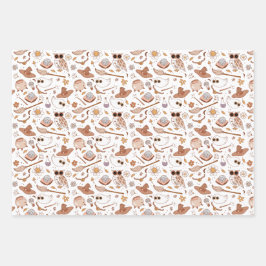 Groovy Retro Halloween Neutral Kleuren Kinder Inpakpapier Vel