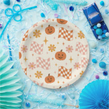 Groovy Retro Halloween Schachbrett Motief Papieren
