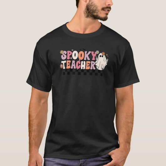 Groovy Retro Halloween Spooky Teacher Trick of Tea T-shirt (Voorkant)