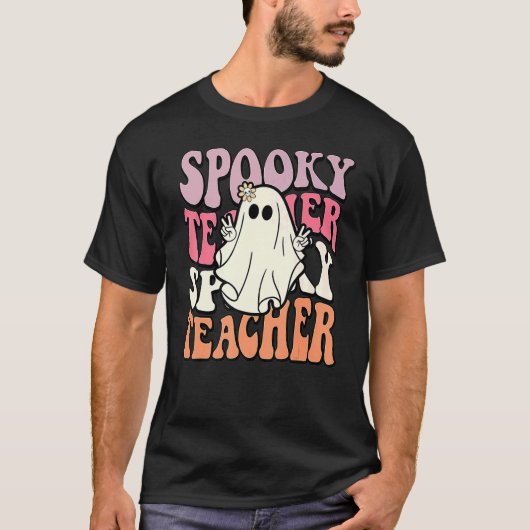 Groovy Retro Halloween Spooky Teacher Trick of Tea T-shirt (Voorkant)