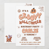 Groovy Retro Halloween Verjaardagsfeest, elke leef Kaart (Voorkant / Achterkant)