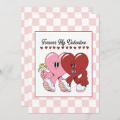 Groovy Retro Hart Karakter Valentijnsdag Kaart (Voorkant / Achterkant)