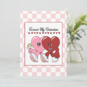 Groovy Retro Hart Karakter Valentijnsdag Kaart (Staand voorkant)