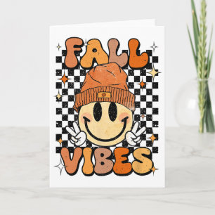 Groovy Retro Herfst Thanksgiving Herfst Vibes Smil Kaart