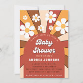 Groovy Retro Hippie Arch 70s 60s Daisy Baby shower Kaart (Voorkant)