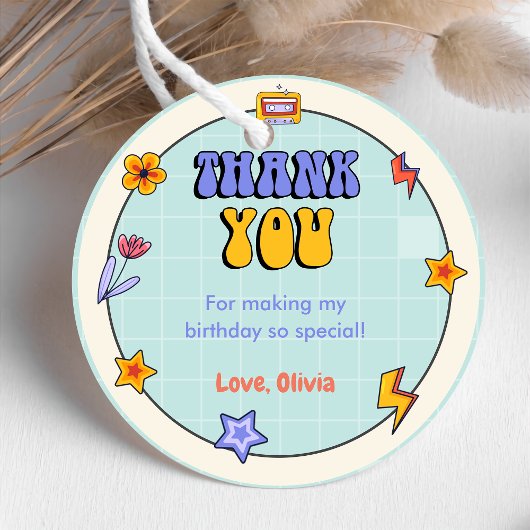 Groovy Retro Hippie Bedankt Verjaardagsfeest Bedankjes Labels