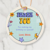 Groovy Retro Hippie Bedankt Verjaardagsfeest Bedankjes Labels (Achterkant)