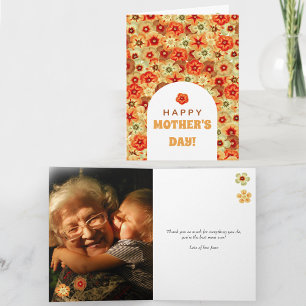Groovy Retro Hippie Bloemen Foto Moederdag Kaart