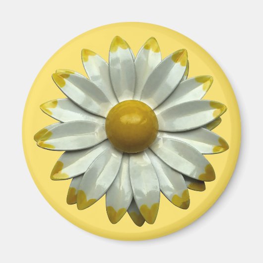 Groovy Retro Hippie Daisy Flower Summer Yellow Magneet (Voorkant)