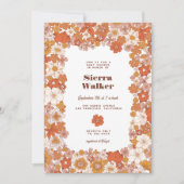 Groovy Retro Hippie Floral Pink Oranje Baby shower Kaart (Voorkant)