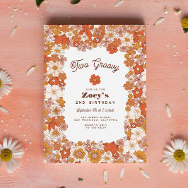 Groovy Retro Hippie Floral Pink Oranje Birthday Kaart