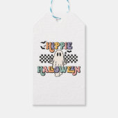 Groovy Retro Hippie Halloween Ghost Cadeaulabel (Voorkant)