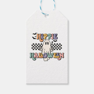 Groovy Retro Hippie Halloween Ghost Cadeaulabel
